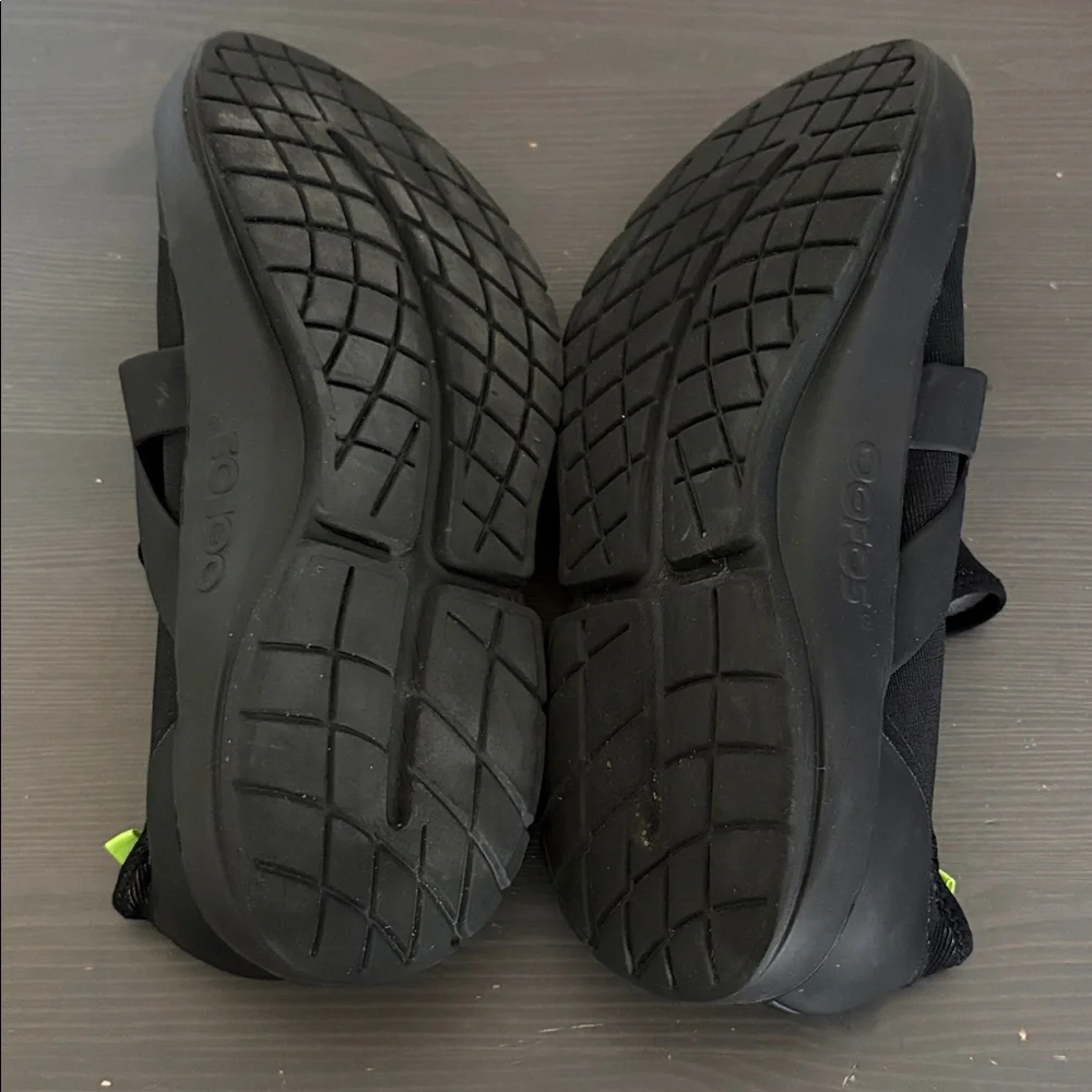 Oofos Oomg‎ Fibre Low Mens 10 Shoes Slip On Sneaker Recovery Black Mesh